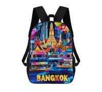 sinyumoney Mochila Escolar Para Niños Colorful Bangkok Cityscape Vibrant Skyline Mochilas Para Libros Mochila Informal De Viaje Con Impresión 3D Para Niños Y Niñas Mochila De Gran Capacidad 17inch