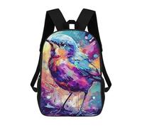 sinyumoney Mochila Escolar Para Niños Colorful Bird Painting Mochilas Para Libros Mochila Informal De Viaje Con Impresión 3D Para Niños Y Niñas Mochila De Gran Capacidad 17inch