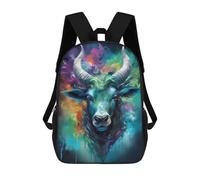 sinyumoney Mochila Escolar Para Niños Colorful Bull Portrait Mochilas Para Libros Mochila Informal De Viaje Con Impresión 3D Para Niños Y Niñas Mochila De Gran Capacidad 17inch