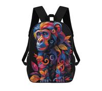 sinyumoney Mochila Escolar Para Niños Colorful Monkey Mochilas Para Libros Mochila Informal De Viaje Con Impresión 3D Para Niños Y Niñas Mochila De Gran Capacidad 17inch
