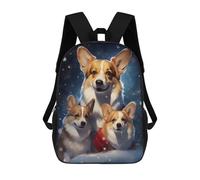 sinyumoney Mochila Escolar Para Niños Corgi Family Christmas Mochilas Para Libros Mochila Informal De Viaje Con Impresión 3D Para Niños Y Niñas Mochila De Gran Capacidad 17inch