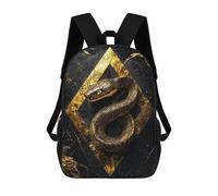sinyumoney mochila escolar para niños cósmica celestial leopardo mochila casual para viajes, impresión 3D, para niños y niñas, gran capacidad, Golden Snake Art, 17"