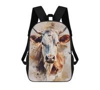sinyumoney Mochila Escolar Para Niños Cow Watercolor Portrait Mochilas Para Libros Mochila Informal De Viaje Con Impresión 3D Para Niños Y Niñas Mochila De Gran Capacidad 17inch