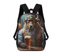 Sinyumoney Mochila escolar para niños Craft Beer Beaver Mochila Casual para Viajes, Impreso 3D, para niños y niñas, Gran capacidad, Steampunk Beer Buffalo, 17"