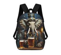 Sinyumoney Mochila escolar para niños Craft Beer Beaver Mochila Casual para Viajes, Impreso 3D, para niños y niñas, Gran capacidad, Steampunk Beer Elephant 2, 17"