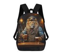 Sinyumoney Mochila escolar para niños Craft Beer Beaver Mochila Casual para Viajes, Impreso 3D, para niños y niñas, Gran capacidad, Steampunk Craft Beer Lion, 17"