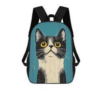 sinyumoney Mochila Escolar Para Niños Curious Vintage Cat Portrait Mochilas Para Libros Mochila Informal De Viaje Con Impresión 3D Para Niños Y Niñas Mochila De Gran Capacidad 17inch