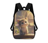 sinyumoney Mochila Escolar Para Niños Cute Anime Kitten in Rain Mochila De Moda Para Adolescentes Mochila Informal Para Niños Y Niñas Mochila Escolar Con Impresión 3D 17inch
