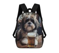 sinyumoney Mochila Escolar Para Niños Cute Dog Drinking Beer Mochilas Para Libros Mochila Informal De Viaje Con Impresión 3D Para Niños Y Niñas Mochila De Gran Capacidad 17inch