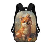 sinyumoney Mochila Escolar Para Niños Cute Orange Puppy in Flowers Mochila De Moda Para Adolescentes Mochila Informal Para Niños Y Niñas Mochila Escolar Con Impresión 3D 17inch