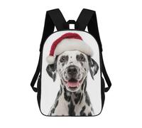 sinyumoney Mochila Escolar Para Niños Dalmatian Dog Wearing A Santa Hat Mochilas Para Libros Mochila Informal De Viaje Con Impresión 3D Para Niños Y Niñas Mochila De Gran Capacidad 17inch