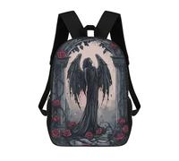 sinyumoney Mochila Escolar Para Niños Dark Gothic Angel in Ruins Mochilas Para Libros Mochila Informal De Viaje Con Impresión 3D Para Niños Y Niñas Mochila De Gran Capacidad 17inch