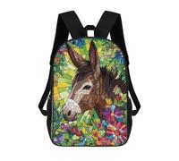 sinyumoney Mochila Escolar Para Niños Donkey Mosaic Art Mochilas Para Libros Mochila Informal De Viaje Con Impresión 3D Para Niños Y Niñas Mochila De Gran Capacidad 17inch