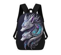 sinyumoney Mochila Escolar Para Niños Dual Spirit Foxes Mochila De Moda Para Adolescentes Mochila Informal Para Niños Y Niñas Mochila Escolar Con Impresión 3D 17inch