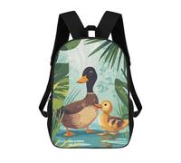 sinyumoney Mochila Escolar Para Niños Duck Family in Lush Greenery Mochila De Moda Para Adolescentes Mochila Informal Para Niños Y Niñas Mochila Escolar Con Impresión 3D 17inch