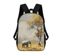 sinyumoney Mochila Escolar Para Niños Elephant in Golden Forest Mochilas Para Libros Mochila Informal De Viaje Con Impresión 3D Para Niños Y Niñas Mochila De Gran Capacidad 17inch