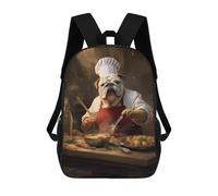 sinyumoney Mochila Escolar Para Niños English Bulldog Chef Mochilas Para Libros Mochila Informal De Viaje Con Impresión 3D Para Niños Y Niñas Mochila De Gran Capacidad 17inch