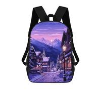 sinyumoney Mochila Escolar Para Niños Europe Winter Village Art Mochilas Para Libros Mochila Informal De Viaje Con Impresión 3D Para Niños Y Niñas Mochila De Gran Capacidad 17inch