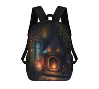 sinyumoney Mochila Escolar Para Niños Fairy House Fireplace Mochilas Para Libros Mochila Informal De Viaje Con Impresión 3D Para Niños Y Niñas Mochila De Gran Capacidad 17inch