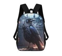 sinyumoney Mochila Escolar Para Niños Fantasy Raven Under Rain Mochila De Moda Para Adolescentes Mochila Informal Para Niños Y Niñas Mochila Escolar Con Impresión 3D 17inch
