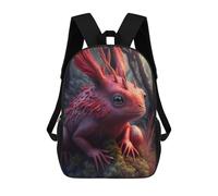 sinyumoney Mochila Escolar Para Niños Fantasy Red Lizard in Forest Mochilas Para Libros Mochila Informal De Viaje Con Impresión 3D Para Niños Y Niñas Mochila De Gran Capacidad 17inch