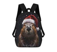 sinyumoney Mochila Escolar Para Niños Festive Beaver Christmas Mochilas Para Libros Mochila Informal De Viaje Con Impresión 3D Para Niños Y Niñas Mochila De Gran Capacidad 17inch