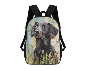 sinyumoney Mochila Escolar Para Niños Flat-Coated Retriever Paper Collage Mochilas Para Libros Mochila Informal De Viaje Con Impresión 3D Para Niños Y Niñas Mochila De Gran Capacidad 17inch