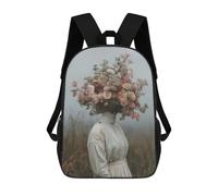 sinyumoney Mochila Escolar Para Niños Floral Head Art Lady Field Mochilas Para Libros Mochila Informal De Viaje Con Impresión 3D Para Niños Y Niñas Mochila De Gran Capacidad 17inch