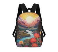 sinyumoney Mochila Escolar Para Niños Floral Mountain Landscape with River Mochilas Para Libros Mochila Informal De Viaje Con Impresión 3D Para Niños Y Niñas Mochila De Gran Capacidad 17inch
