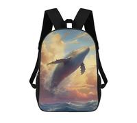 sinyumoney Mochila Escolar Para Niños Flying Whale Shark Mochilas Para Libros Mochila Informal De Viaje Con Impresión 3D Para Niños Y Niñas Mochila De Gran Capacidad 17inch