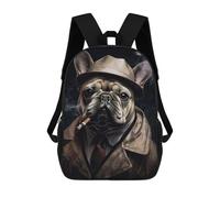 sinyumoney Mochila Escolar Para Niños French Bulldog Gangster Mochila De Moda Para Adolescentes Mochila Informal Para Niños Y Niñas Mochila Escolar Con Impresión 3D 17inch
