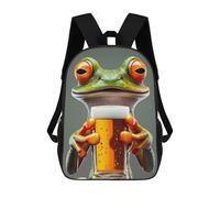 sinyumoney Mochila Escolar Para Niños Frog Beer Mochilas Para Libros Mochila Informal De Viaje Con Impresión 3D Para Niños Y Niñas Mochila De Gran Capacidad 17inch