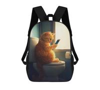 sinyumoney Mochila Escolar Para Niños Funny Cat On Toilet Mochilas Para Libros Mochila Informal De Viaje Con Impresión 3D Para Niños Y Niñas Mochila De Gran Capacidad 17inch