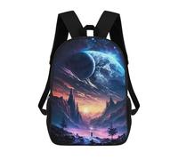 sinyumoney Mochila Escolar Para Niños Galactic Twilight Fantasy Mochila De Moda Para Adolescentes Mochila Informal Para Niños Y Niñas Mochila Escolar Con Impresión 3D 17inch