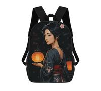 sinyumoney Mochila Escolar Para Niños Geisha with Lanterns Mochilas Para Libros Mochila Informal De Viaje Con Impresión 3D Para Niños Y Niñas Mochila De Gran Capacidad 17inch
