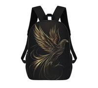 sinyumoney Mochila Escolar Para Niños Golden Winged Eagle Mochila De Moda Para Adolescentes Mochila Informal Para Niños Y Niñas Mochila Escolar Con Impresión 3D 17inch