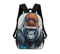 sinyumoney Mochila Escolar Para Niños Gorilla Portrait with Splashes Paint Mochilas Para Libros Mochila Informal De Viaje Con Impresión 3D Para Niños Y Niñas Mochila De Gran Capacidad 17inch