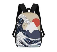 sinyumoney Mochila Escolar Para Niños Great Wave Fuji Mountain Mochilas Para Libros Mochila Informal De Viaje Con Impresión 3D Para Niños Y Niñas Mochila De Gran Capacidad 17inch
