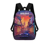 sinyumoney Mochila Escolar Para Niños Havana Cuba Vintage Travel Mochilas Para Libros Mochila Informal De Viaje Con Impresión 3D Para Niños Y Niñas Mochila De Gran Capacidad 17inch