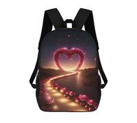 sinyumoney Mochila Escolar Para Niños Heart-Shaped Path of Love Mochilas Para Libros Mochila Informal De Viaje Con Impresión 3D Para Niños Y Niñas Mochila De Gran Capacidad 17inch