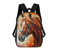 sinyumoney Mochila Escolar Para Niños Horse Portrait Painting in Warm Tones Mochilas Para Libros Mochila Informal De Viaje Con Impresión 3D Para Niños Y Niñas Mochila De Gran Capacidad 17inch