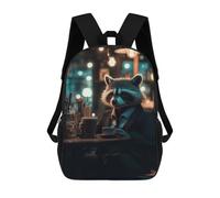 Sinyumoney - Mochila escolar para niños impresa en 3D, ideal para viajes y libros, Raccoon And A Cuppa Tea, 17"