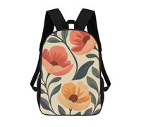 sinyumoney Mochila escolar para niños impreso 3D boho minimalista floral art mochila deportiva para niños y niñas, mochila de moda, Boho Minimalist Floral Art, 17"