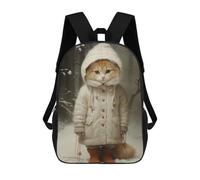 sinyumoney Mochila escolar para niños impreso 3D boho minimalista floral art mochila deportiva para niños y niñas, mochila de moda, Cute Ginger Kitten In Snow, 17"