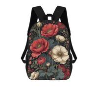 sinyumoney Mochila escolar para niños impreso 3D boho minimalista floral art mochila deportiva para niños y niñas, mochila de moda, Eternal Poppy Elegance, 17"