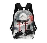 sinyumoney mochila escolar para niños impreso 3D natural japonés árbol mochilas, mochilas de viaje casuales, mochila de día grande para niños, Pintura japonesa Torii Gate, 17"
