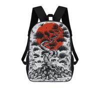 sinyumoney mochila escolar para niños impreso 3D natural japonés árbol mochilas, mochilas de viaje casuales, mochila de día grande para niños, Tinta de árbol de Bonsai japonesa, 17"