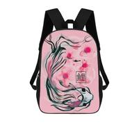 sinyumoney mochila escolar para niños impreso 3D natural japonés árbol mochilas, mochilas de viaje casuales, mochila de día grande para niños, Koi Fish Sakura Flowers, 17"