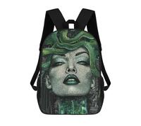 sinyumoney mochila escolar para niños impreso 3D natural japonés árbol mochilas, mochilas de viaje casuales, mochila de día grande para niños, Medusa Mosaico Retrato, 17"