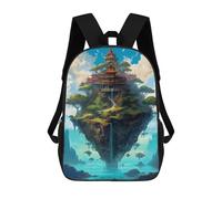 sinyumoney mochila escolar para niños impreso 3D natural japonés árbol mochilas, mochilas de viaje casuales, mochila de día grande para niños, Floating Island 01, 17"